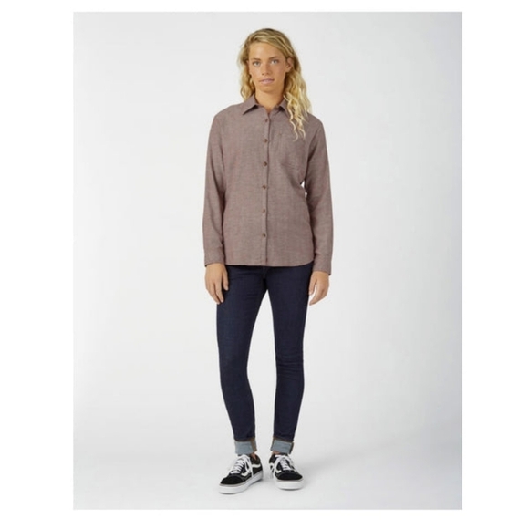 Dickies -Women's Long-Sleeve Plaid Flannel Button  Down Utility Shirt - Picture 1 of 8